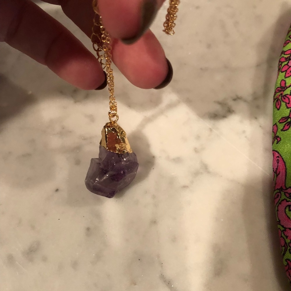 Gold dipped amethyst necklace with gold chain 🔮🥀